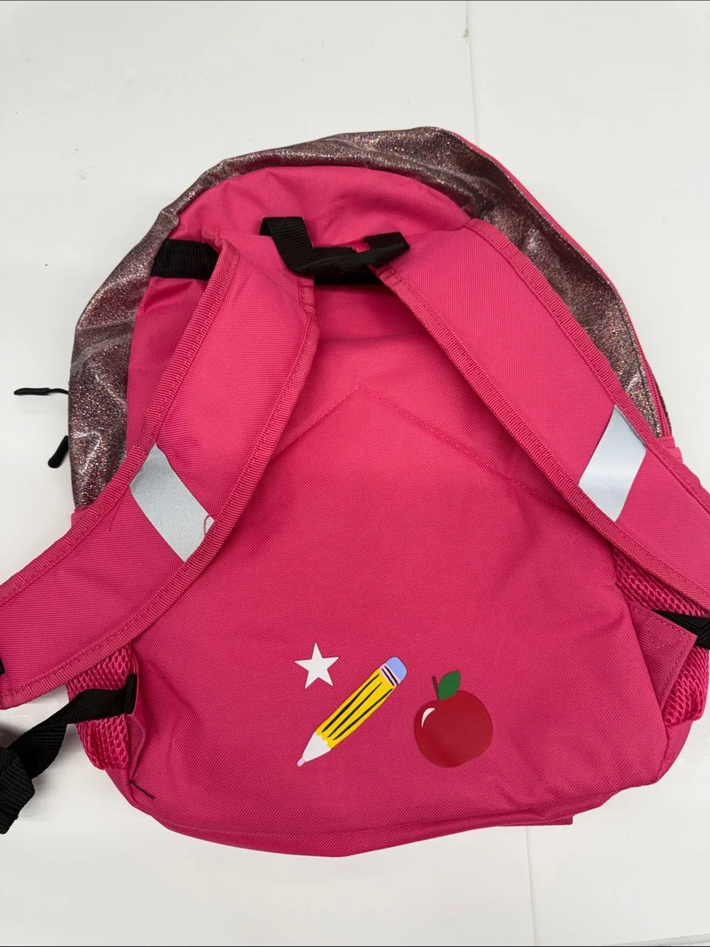 NEW Kids Pink Glitter Backpack with Lunchbox  with Patches Locker Club